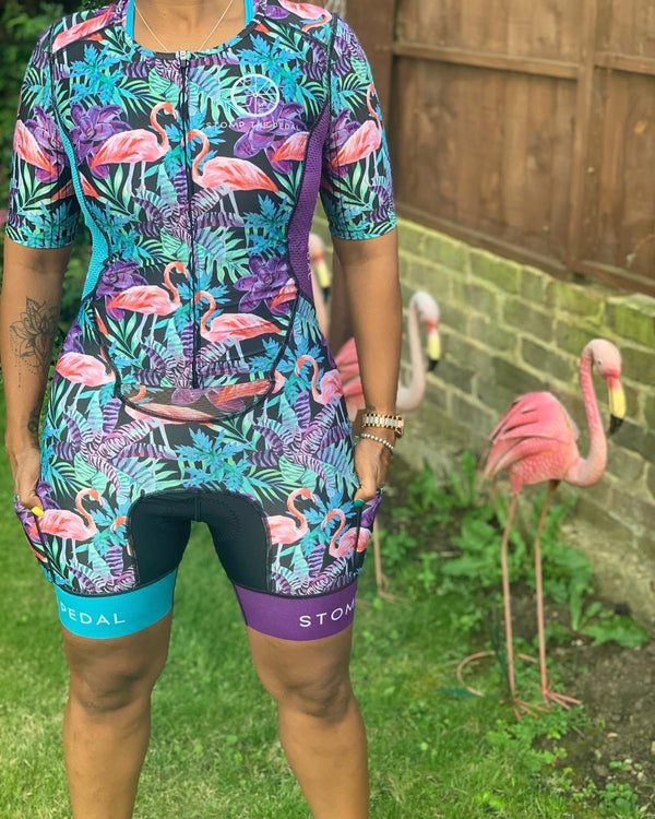 'Be Flamazing' Aero Short Sleeve Trisuit - Stomp the Pedal