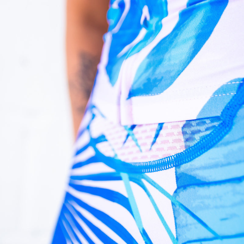 'Blush Palms' Aero Short Sleeve Trisuit - Stomp the Pedal