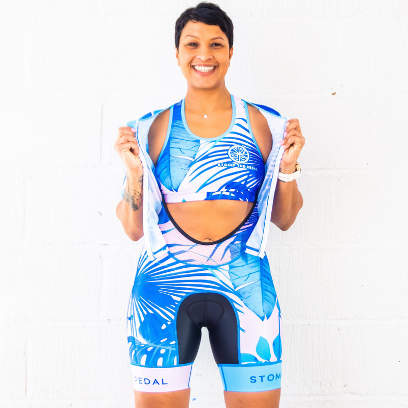 'Blush Palms' Aero Short Sleeve Trisuit - Stomp the Pedal