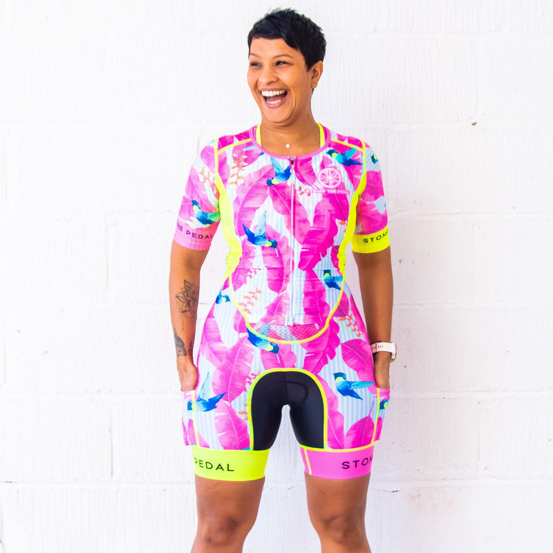 'Hummingbird' Short Sleeve Aero Trisuit - Stomp the Pedal