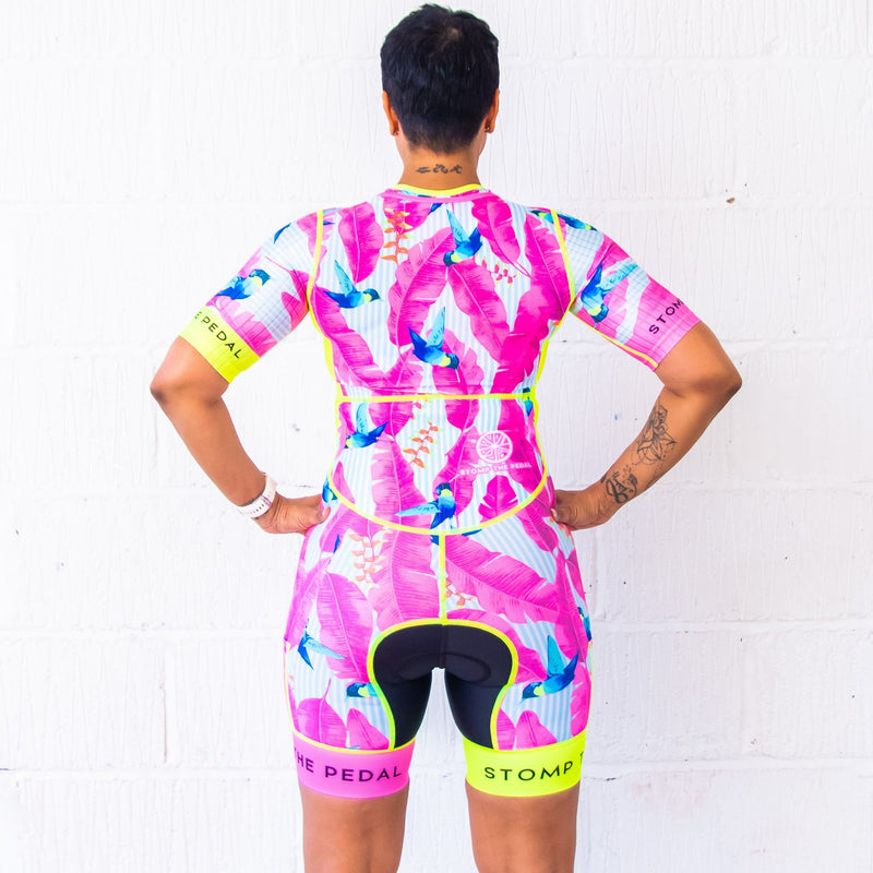 'Hummingbird' Short Sleeve Aero Trisuit - Stomp the Pedal